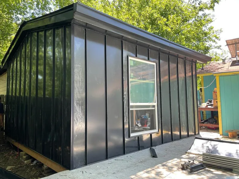 Black standing seam metal wall panels for Metal Roof Installation in Longswamp