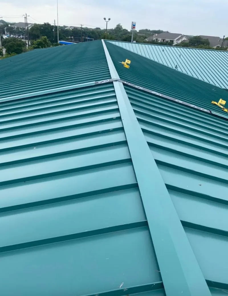 Green commercial metal roof ridge and valley for Metal Roof Repair in Longswamp